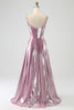 Load image into Gallery viewer, Stunning A Line Spaghetti Straps Pink Long Formal Dress with Split Front
