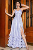 Load image into Gallery viewer, Stunning A Line Spaghetti Straps Lavender Corset Formal Dress with Slit