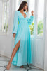 Load image into Gallery viewer, Light Green Chiffon Long Formal Dress with Slit