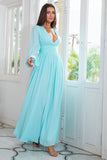 Light Green Chiffon Long Formal Dress with Slit