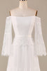 Load image into Gallery viewer, A Line Off the Shoulder Ivory Sweep Train Flare Sleeves Wedding Dress