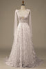 Load image into Gallery viewer, Ivory V-Neck Lace A-Line Wedding Dress with Bowknot