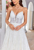 Load image into Gallery viewer, Charming A Line Spaghetti Straps Apricot Long Wedding Dress with Sweep Train