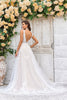 Load image into Gallery viewer, Gorgeous A Line Deep V Neck Champagne Tulle Wedding Dress with Lace
