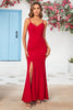 Load image into Gallery viewer, Mermaid Spaghetti Straps Burgundy Long Bridesmaid Dress with Silt