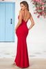 Load image into Gallery viewer, Mermaid Spaghetti Straps Burgundy Long Bridesmaid Dress with Silt
