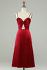 Load image into Gallery viewer, Hollow Out Burgundy Spaghetti Straps Bridesmaid Dress