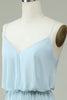 Load image into Gallery viewer, Chiffon Spaghetti Straps Sky Blue Long Bridesmaid Dress