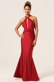 Burgundy Convertible Wear Long Mermaid Bridesmaid Dress