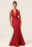Burgundy Convertible Wear Long Mermaid Bridesmaid Dress