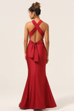 Burgundy Convertible Wear Long Mermaid Bridesmaid Dress