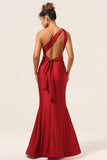 Burgundy Convertible Wear Long Mermaid Bridesmaid Dress