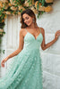 Load image into Gallery viewer, Charming A Line Spaghetti Straps Green Long Bridesmaid Dress with Appliques