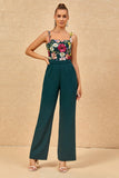 Dark Green Spaghetti Straps Bridesmaid Jumpsuit With Appliques