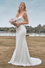 Load image into Gallery viewer, Simple Spaghetti Straps White Bridal Dress with Criss Cross Back