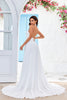 Load image into Gallery viewer, Ivory A-Line Halter Sweep Train Wedding Dress with Slit