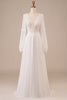 Load image into Gallery viewer, Long Sleeves Ivory Wedding Dress with Lace