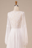 Long Sleeves Ivory Wedding Dress with Lace