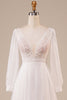 Load image into Gallery viewer, A-Line Tulle Beaded Ivory Wedding Dress with Sleeves