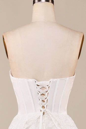 Ivory Lace Corset Tea-Length Wedding Dress