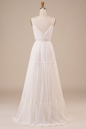 A-Line Simple Long Wedding Dress