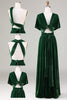 Load image into Gallery viewer, Dark Green Convertible Wear Velvet Long Bridesmaid Dress