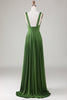 Load image into Gallery viewer, Olive Deep V-Neck Sleeveless Long Bridesmaid Dress
