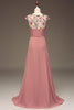 Load image into Gallery viewer, Dusty Rose A-line Chiffon and Embroidery Maxi Bridesmaid Dress