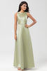 Load image into Gallery viewer, Satin Green Bridesmaid Dress with Pleats