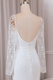 Ivory Trumpet Sweetheart Neck Satin Bridal Dress with Lace Long Sleeves