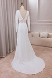 Ivory Deep V-neck Long Sleeves Lace Mermaid Bridal Dress