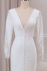 Load image into Gallery viewer, Ivory Deep V-neck Long Sleeves Lace Mermaid Bridal Dress