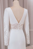 Ivory Deep V-neck Long Sleeves Lace Mermaid Bridal Dress