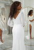 Load image into Gallery viewer, Simple Ivory Ruffled Long Sleeves Boho Wedding Dress