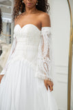 Ivory Sweetheart Detachable Flare Sleeves Boho Wedding Dress