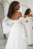 Ivory Sweetheart Detachable Flare Sleeves Boho Wedding Dress