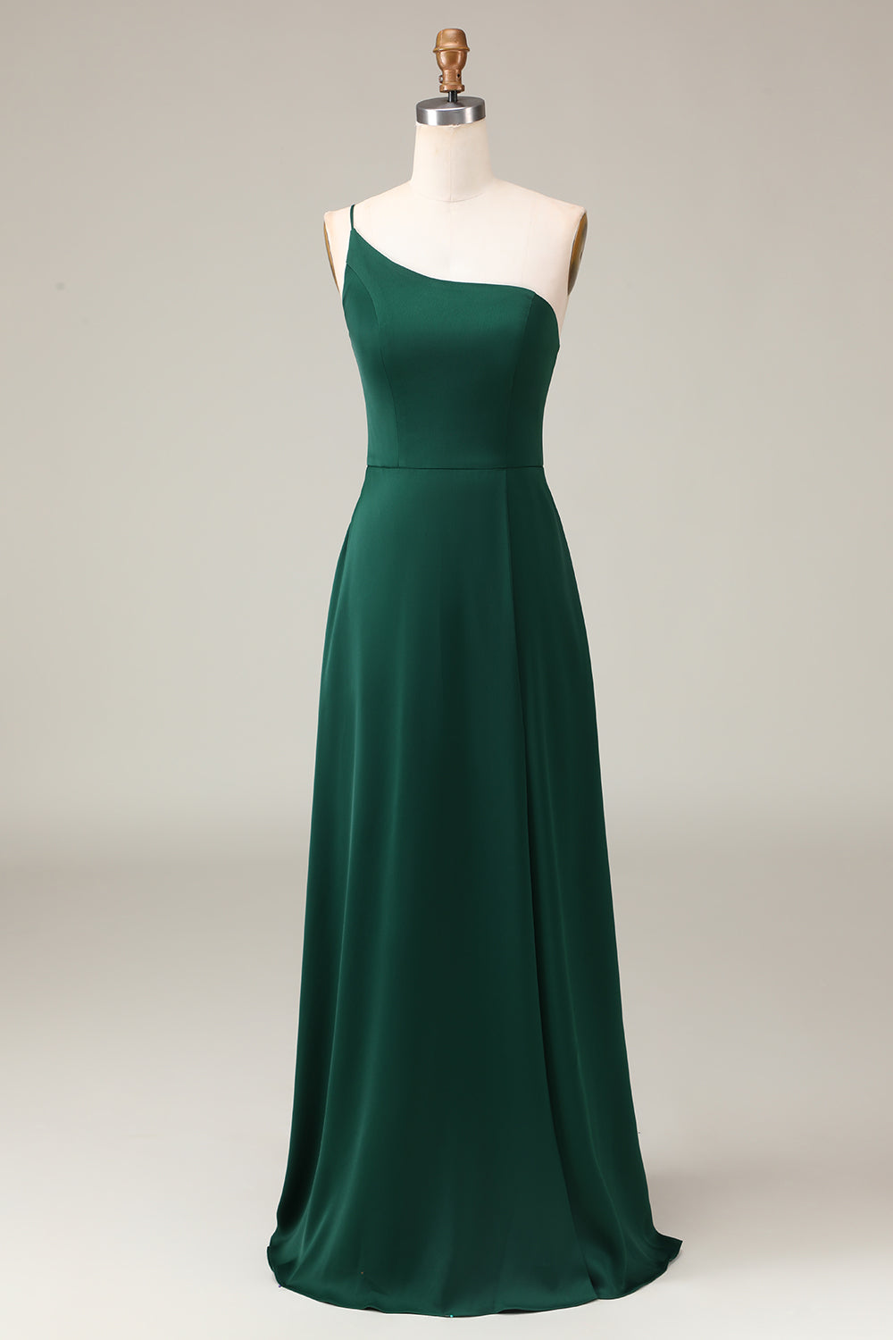Black A-Line Chiffon One Shoulder Floor Length Bridesmaid Dress