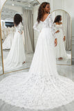 Ivory A-Line Lace Wedding Dress with Sleeves