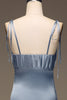 Load image into Gallery viewer, Dusty Blue Spaghetti Straps Sheath Satin Pleated Bridesmaid Dress