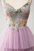Load image into Gallery viewer, Mauve A-Line Corset Tiered Long Formal Dress With Appliques
