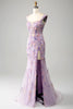 Load image into Gallery viewer, Mauve Off The Shoulder Long Embroidered Mermaid Formal Dress Slit