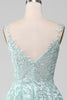 Load image into Gallery viewer, Glitter Mint A-Line Tulle Long Formal Dress with Lace