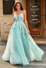 Load image into Gallery viewer, Mint Ball-Gown Detachable Sleeves Beaded Formal Dresses With Appliques