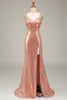 Load image into Gallery viewer, Sparkly Blush Mermaid Formal Dress with Slit