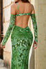 Load image into Gallery viewer, Olive Mermaid Floral Print Spaghetti Straps Long Formal Dress With Slit