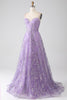 Load image into Gallery viewer, A-Line Spaghetti Straps Lilac Corset Formal Dress with Sequins