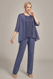 Stormy 3 Piece Chiffon Lace Mother of Pants Suits