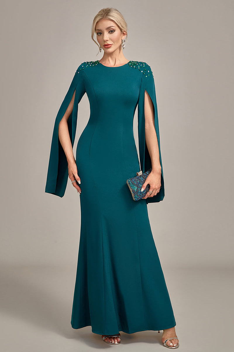 Load image into Gallery viewer, Glitter Dark Green Mermaid Round Neck Mother of the Bride Dress