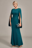 Glitter Dark Green Mermaid Round Neck Mother of the Bride Dress