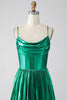 Load image into Gallery viewer, A-line Dark Green Corset Formal Dress with Slit